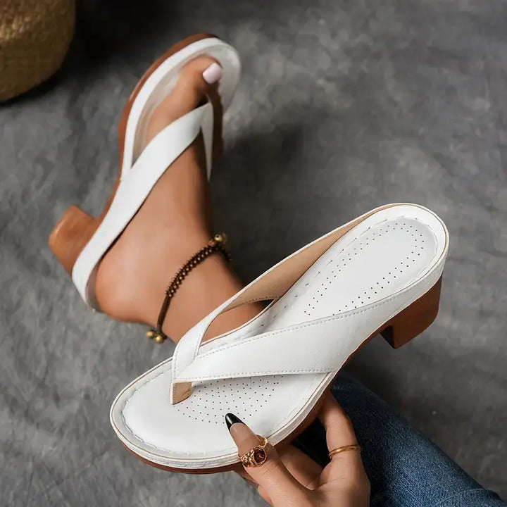 FALUVA Amara Chunky Heel Sandals White