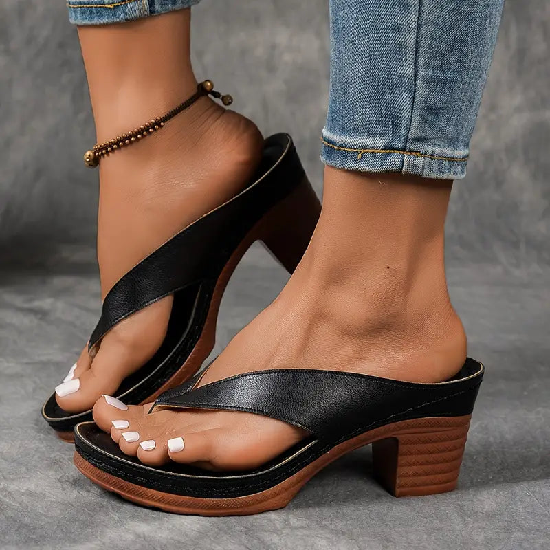 FALUVA Amara Chunky Heel Sandals Black