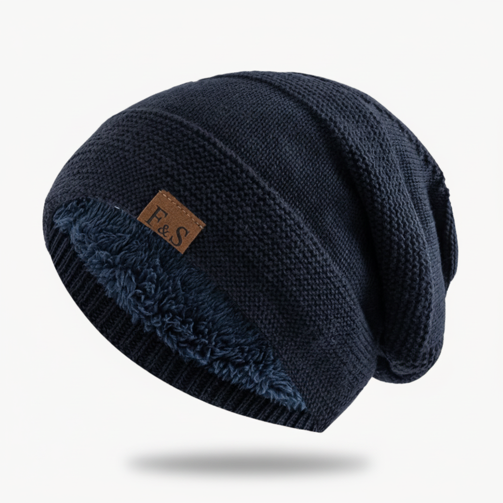 FALUVA Arlo Knit Beanie - Plush Soft Ribbed Navy