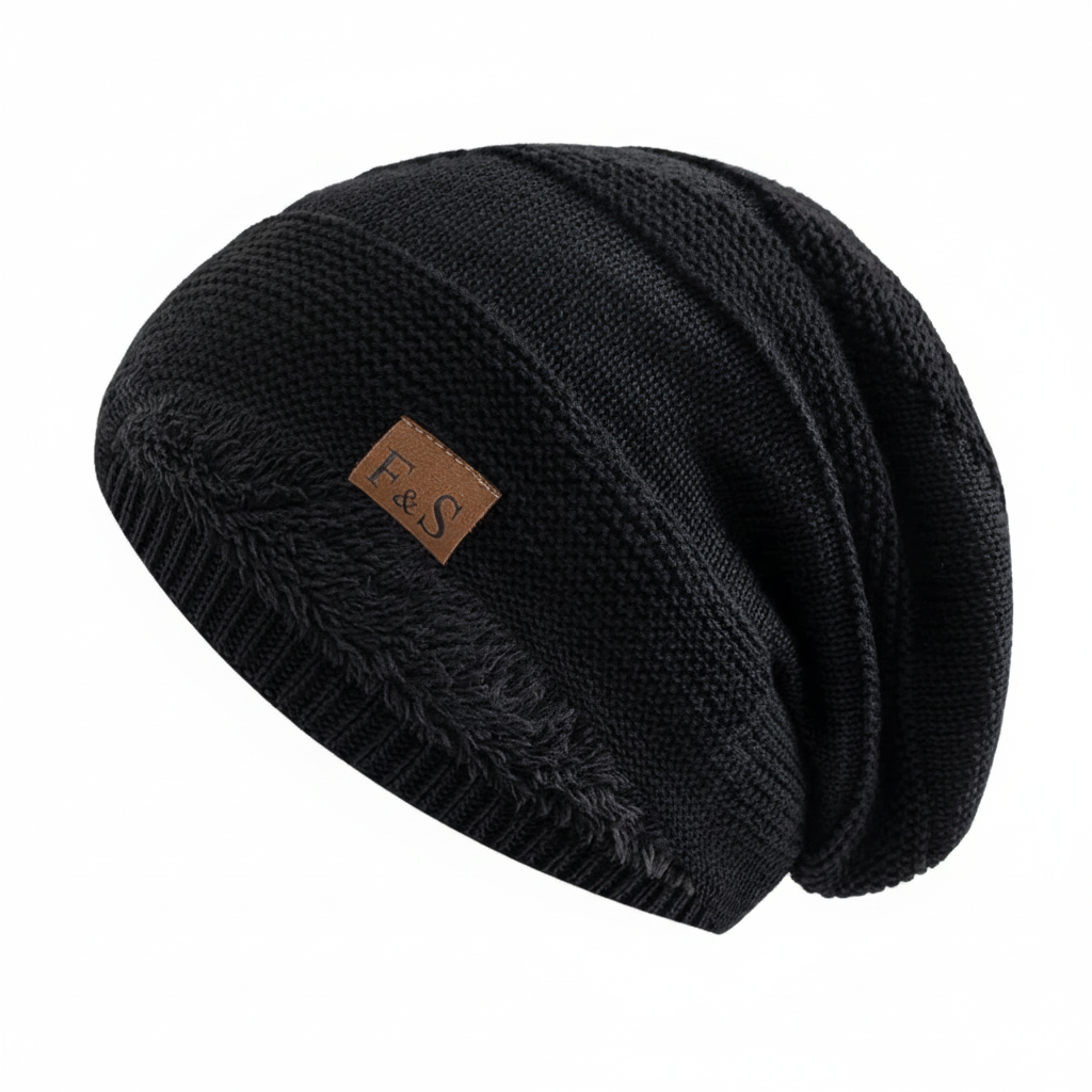 FALUVA Arlo Knit Beanie - Plush Soft Ribbed Black