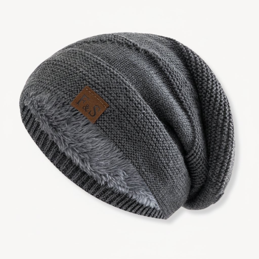 FALUVA Arlo Knit Beanie - Plush Soft Ribbed Grey