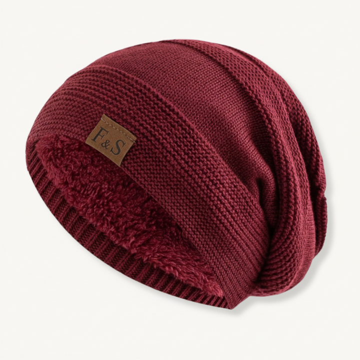 FALUVA Arlo Knit Beanie - Plush Soft Ribbed Red