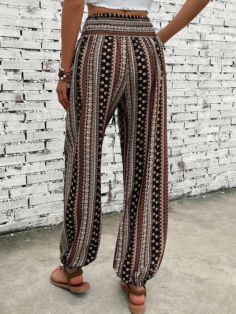 FALUVA Cleo Ethnic Jogger Pants - Tribal Graphic Print