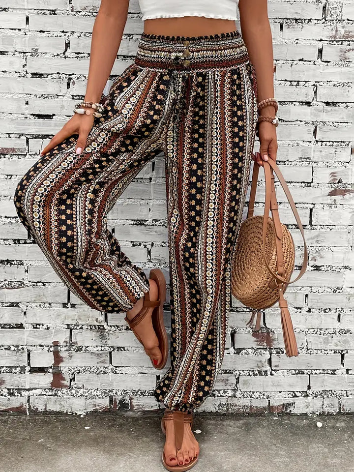 FALUVA Cleo Ethnic Jogger Pants - Tribal Graphic Print