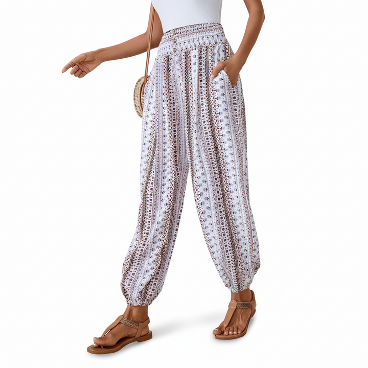 FALUVA Cleo Ethnic Jogger Pants - Tribal Graphic Print Multicolor 1