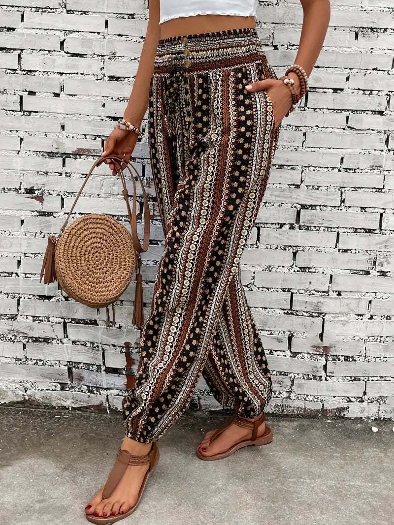 FALUVA Cleo Ethnic Jogger Pants - Tribal Graphic Print