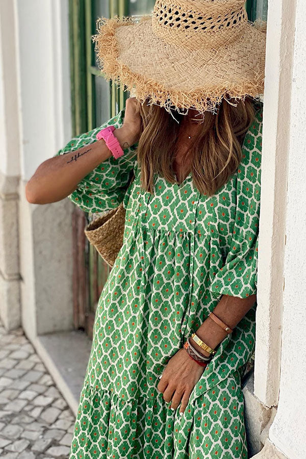 FALUVA Deu Tiered Midi Dress - Puff Sleeve