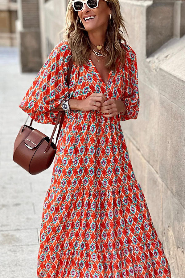 FALUVA Deu Tiered Midi Dress - Puff Sleeve