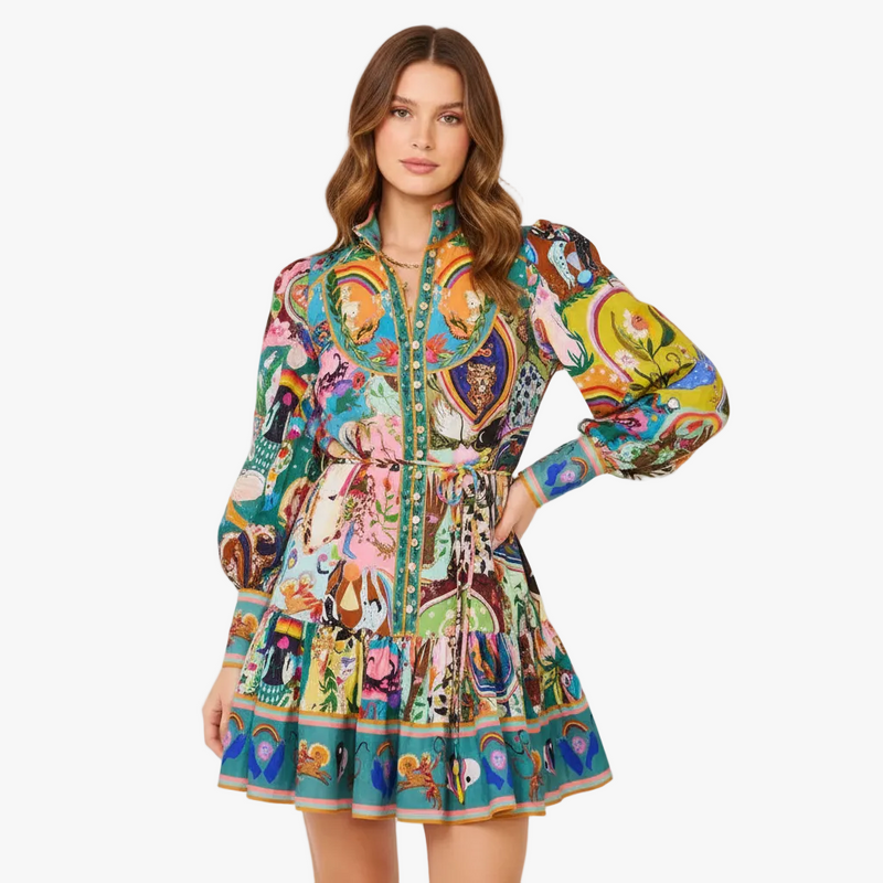 FALUVA Elena Shirt Mini Dress - Balloon Sleeve