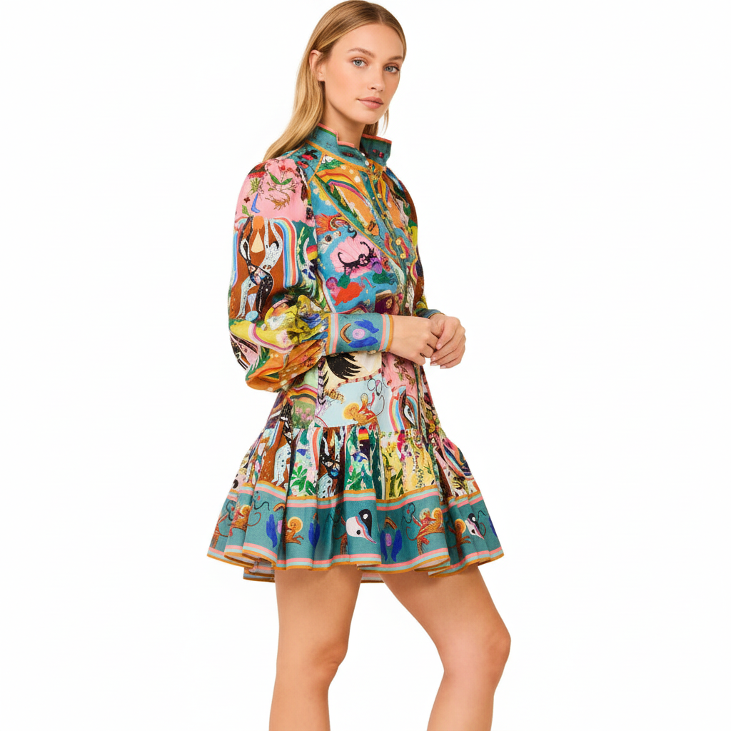 FALUVA Elena Shirt Mini Dress - Balloon Sleeve