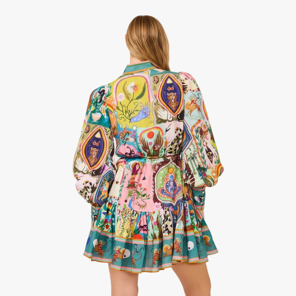FALUVA Elena Shirt Mini Dress - Balloon Sleeve