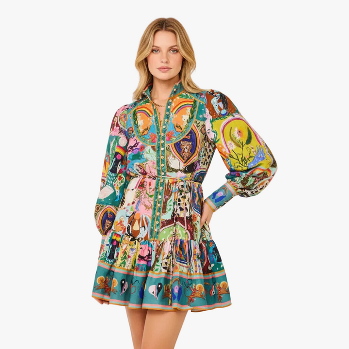 FALUVA Elena Shirt Mini Dress - Balloon Sleeve