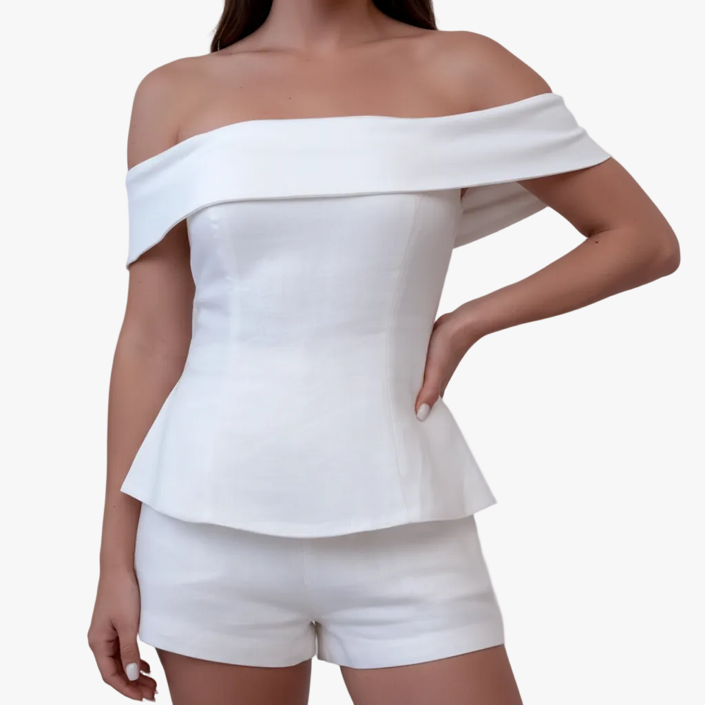 FALUVA Elena Two-Piece Set - Cotton & Linen Blend White