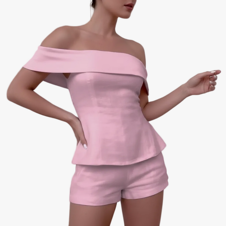 FALUVA Elena Two-Piece Set - Cotton & Linen Blend Pink