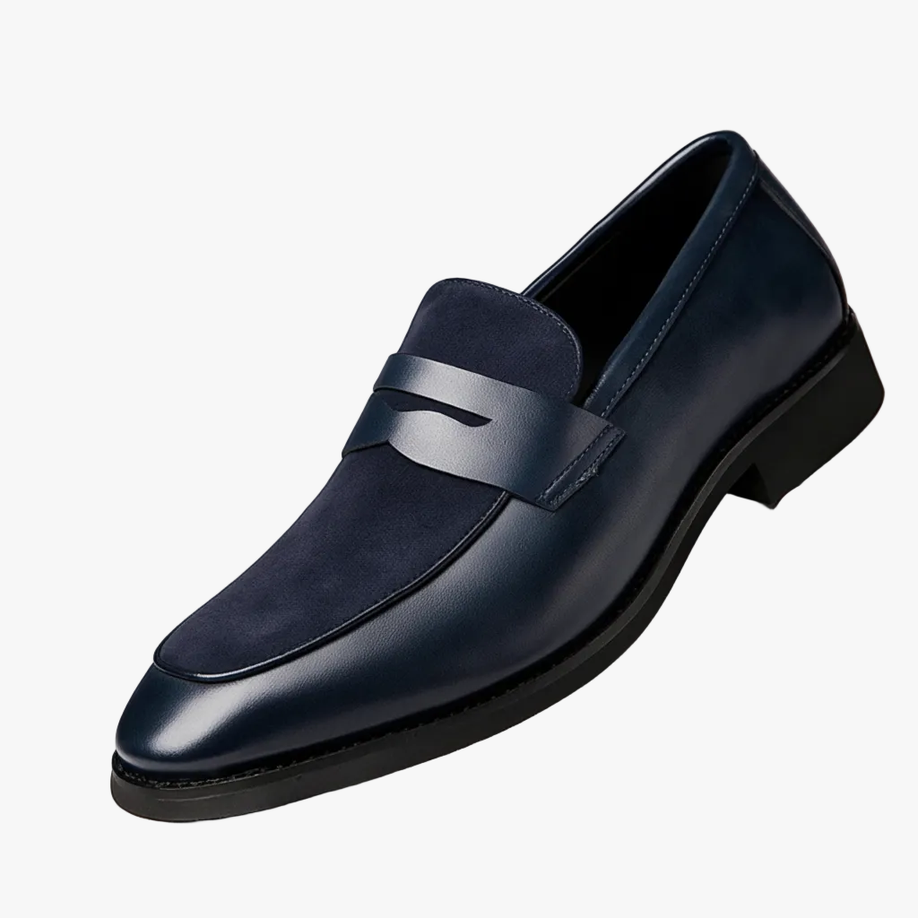 FALUVA Enzo Italian Penny Loafers Navy Blue