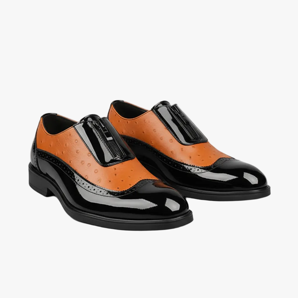 FALUVA Felix Oxford Shoes - Ostrich Leather Brown