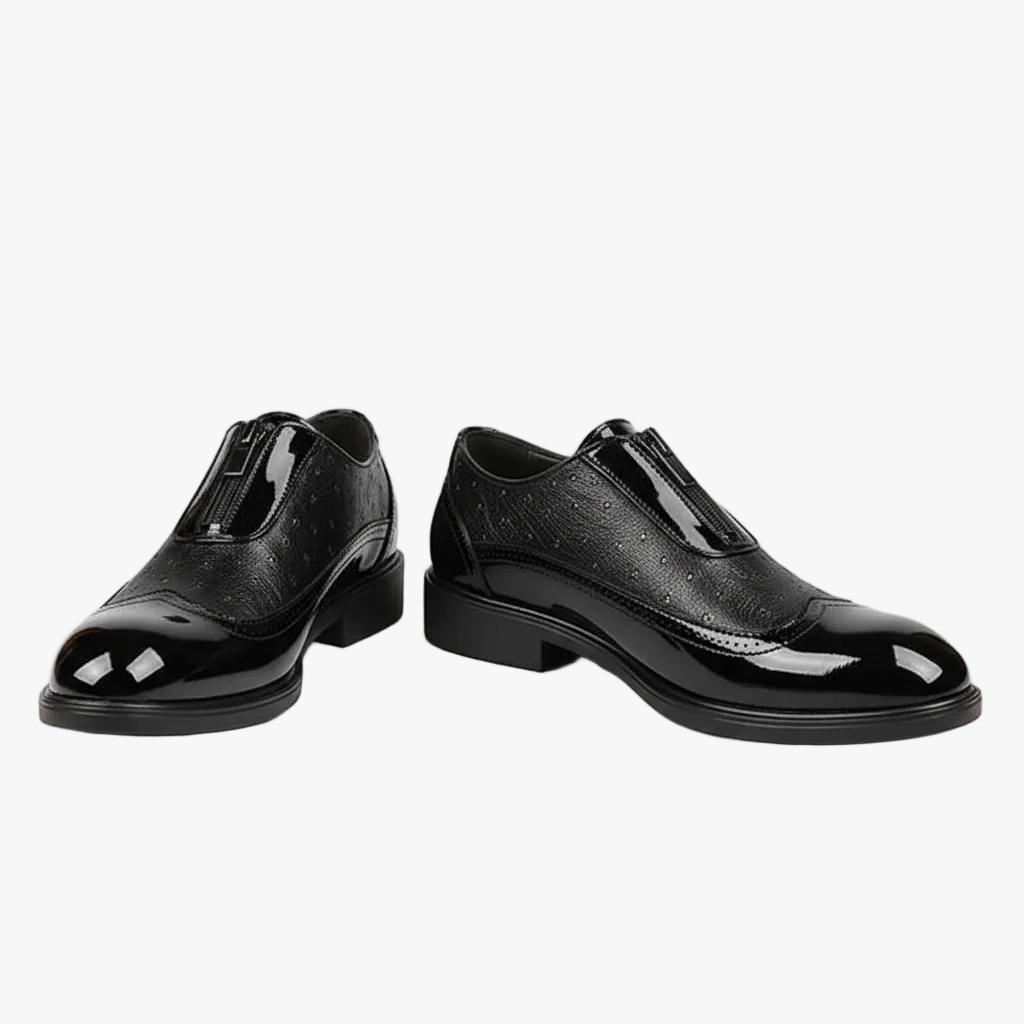 FALUVA Felix Oxford Shoes - Ostrich Leather Black