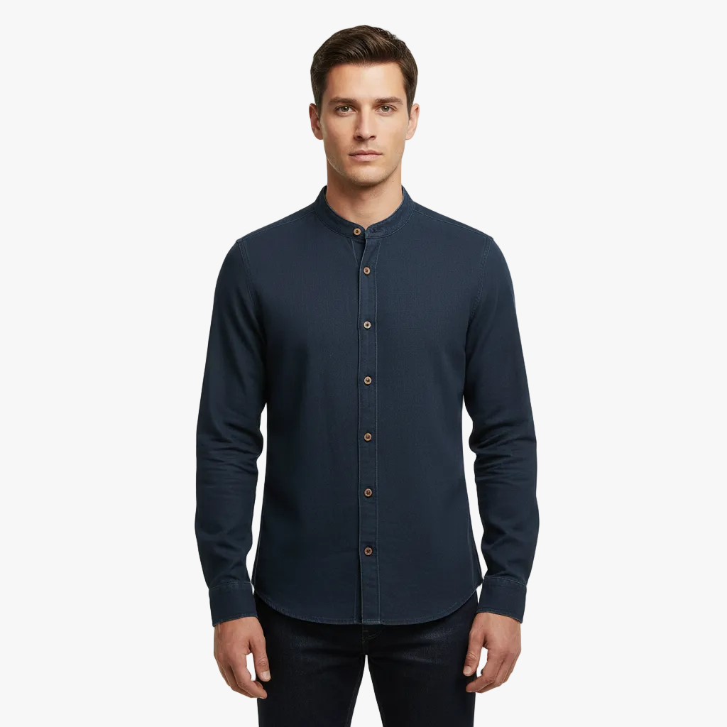 FALUVA Garth Kyoto Japan Style Shirt Navy