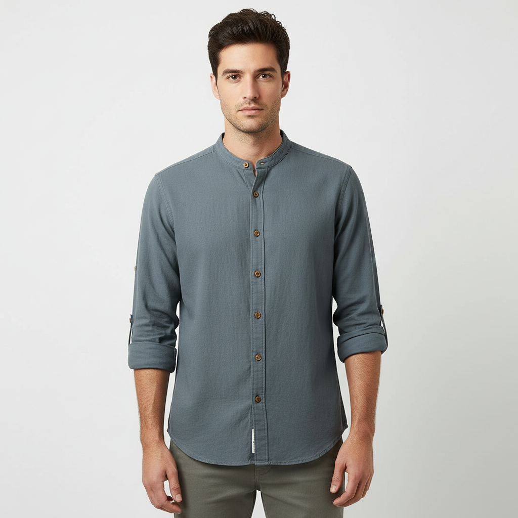 FALUVA Garth Kyoto Japan Style Shirt Charcoal