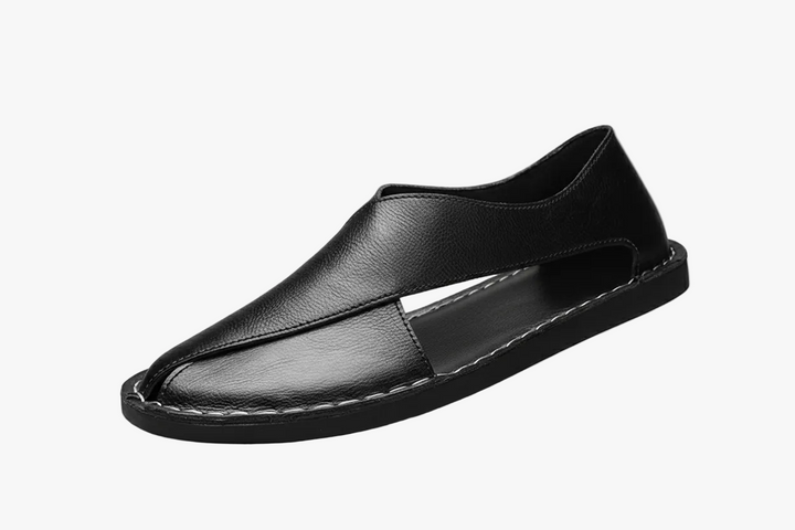 FALUVA Julian Genuine Leather Sandals Black