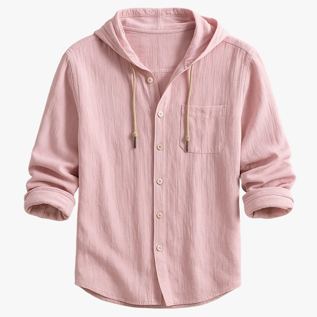 FALUVA Julian Hoodie Shirt - Cotton-Linen Blend Pink