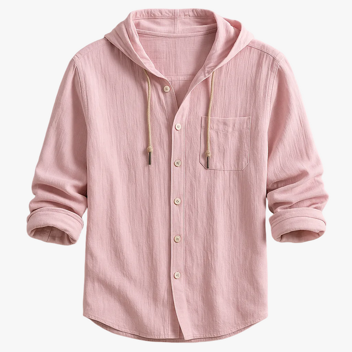 FALUVA Julian Hoodie Shirt - Cotton-Linen Blend Pink