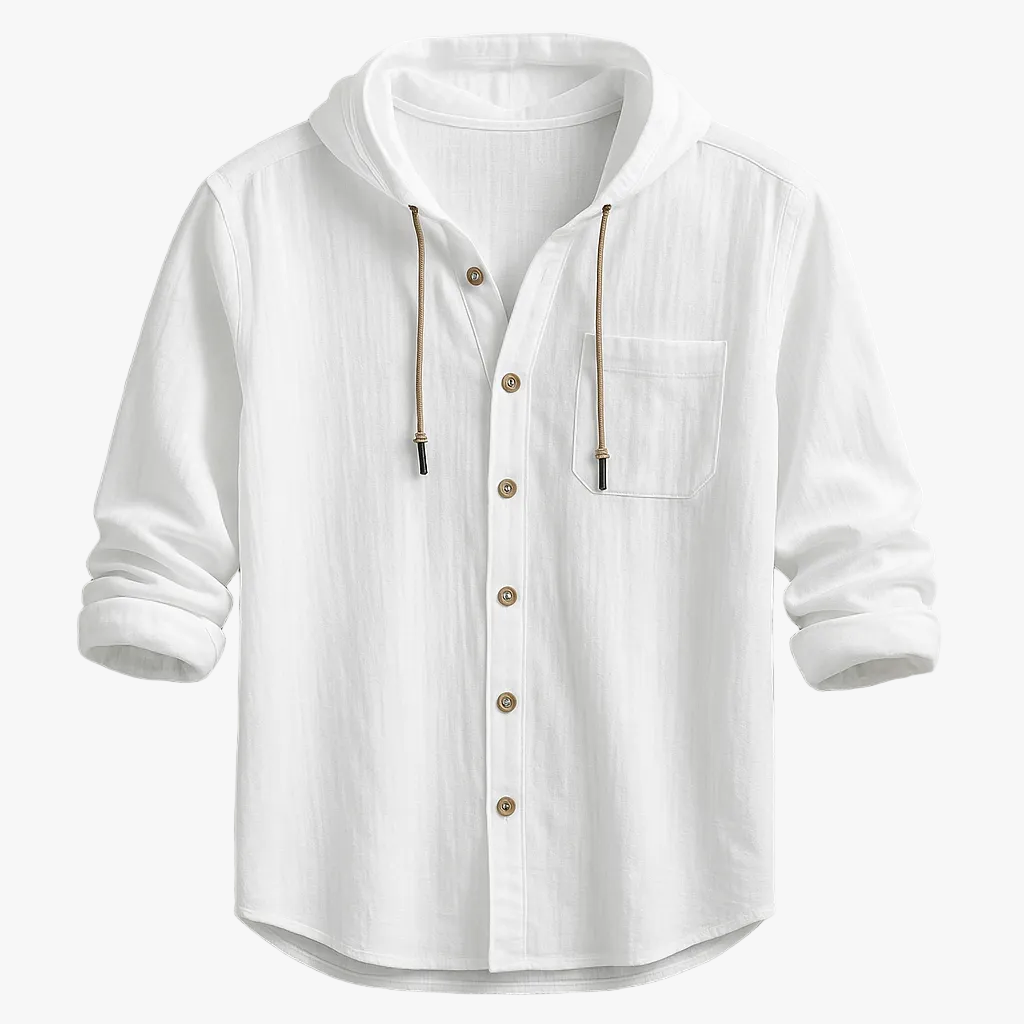 FALUVA Julian Hoodie Shirt - Cotton-Linen Blend White