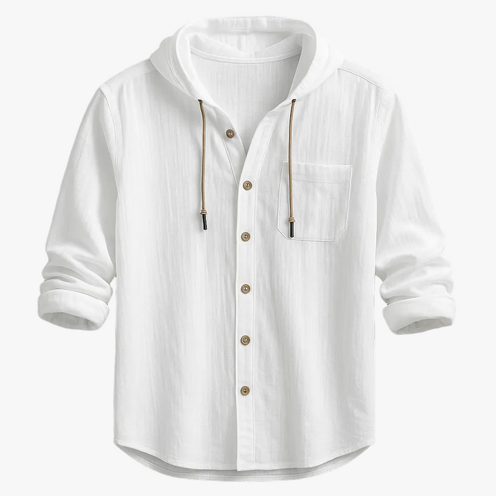FALUVA Julian Hoodie Shirt - Cotton-Linen Blend White