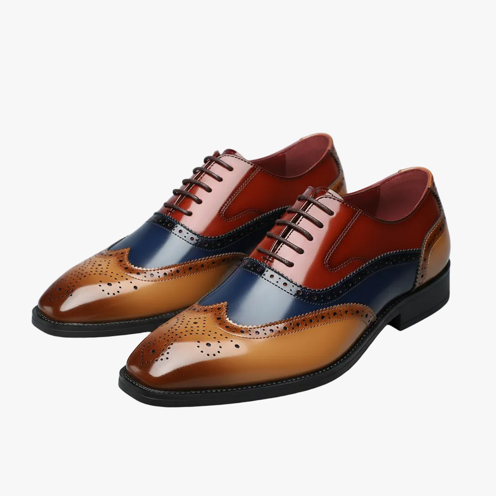 FALUVA Julian Leather Brogue Dress Shoes Cognac Midnight