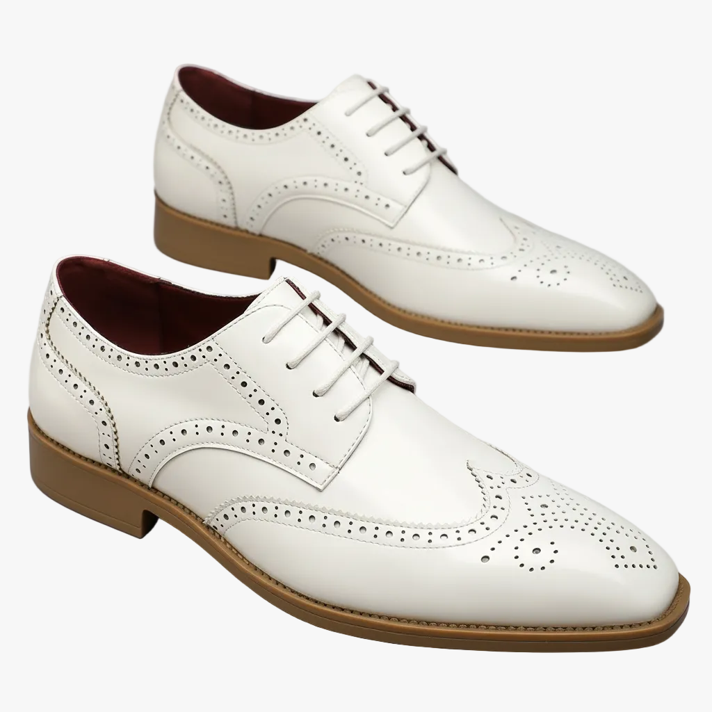 FALUVA Julian Leather Brogue Dress Shoes White