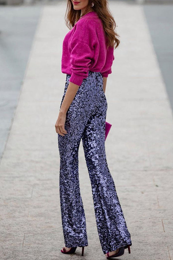 FALUVA Kiara Sequin Flare Pants