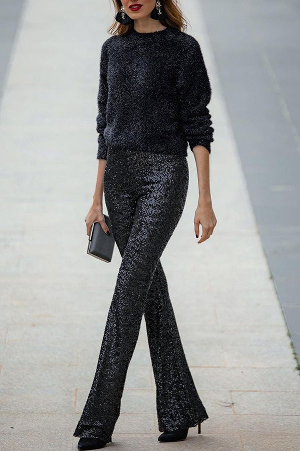 FALUVA Kiara Sequin Flare Pants