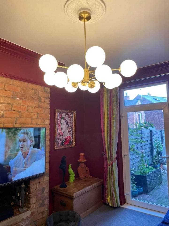 FALUVA Koda Two-Tier Sputnik Opal Globe Chandelier