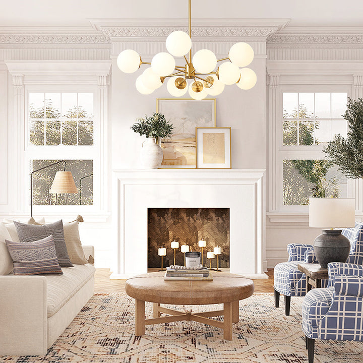 FALUVA Koda Two-Tier Sputnik Opal Globe Chandelier