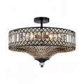 FALUVA Luca Carved Crystal Drum Semi Flush Mount Black