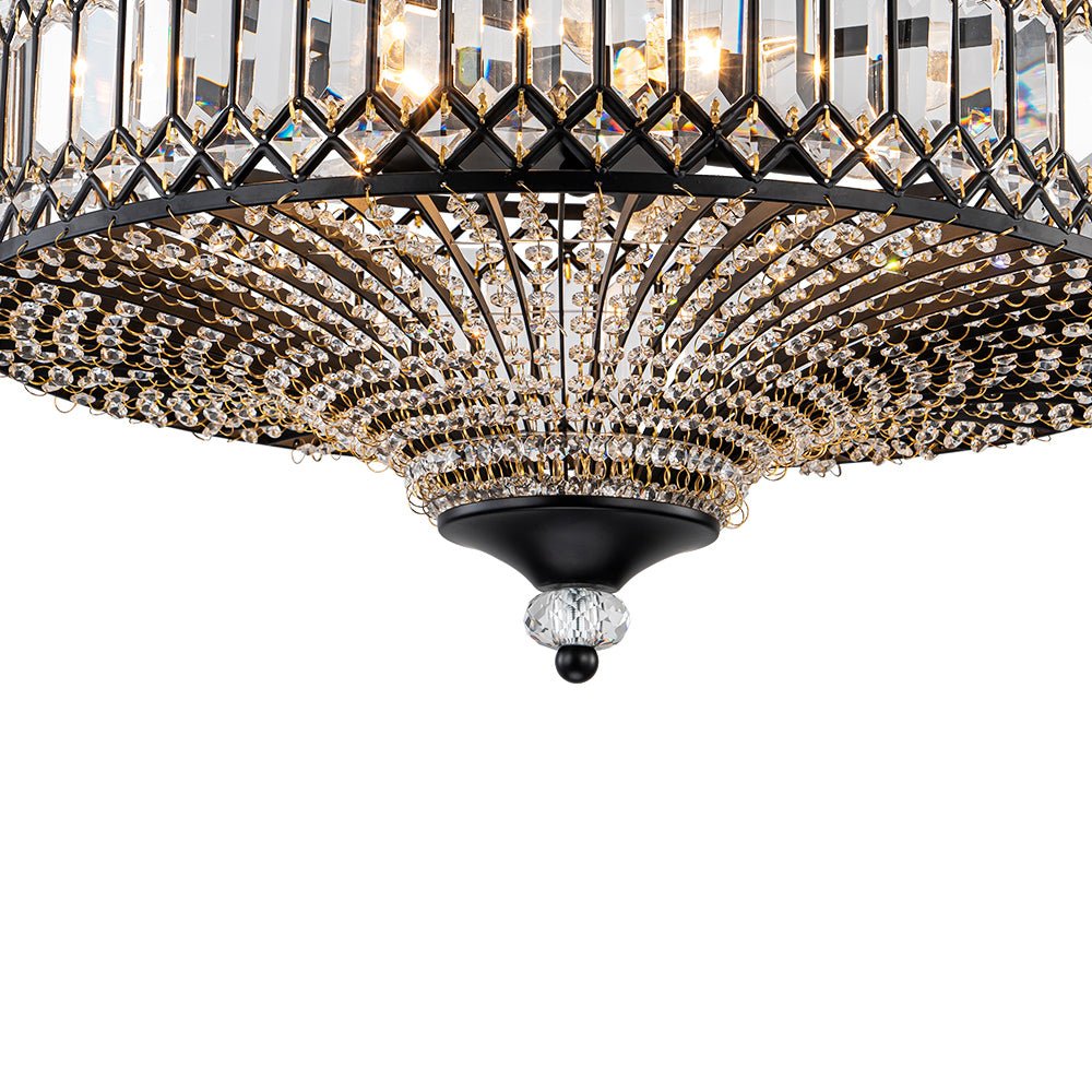FALUVA Luca Carved Crystal Drum Semi Flush Mount