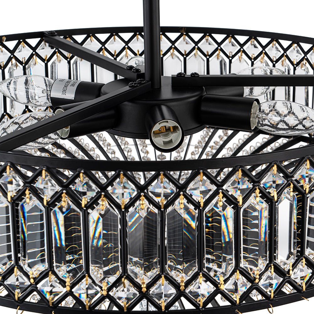 FALUVA Luca Carved Crystal Drum Semi Flush Mount