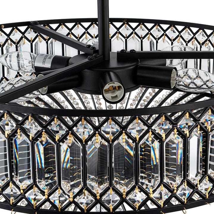 FALUVA Luca Carved Crystal Drum Semi Flush Mount