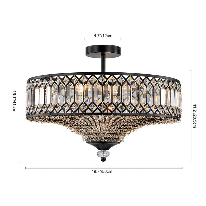FALUVA Luca Carved Crystal Drum Semi Flush Mount