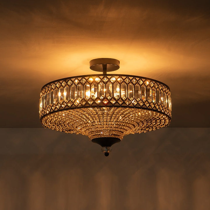 FALUVA Luca Carved Crystal Drum Semi Flush Mount