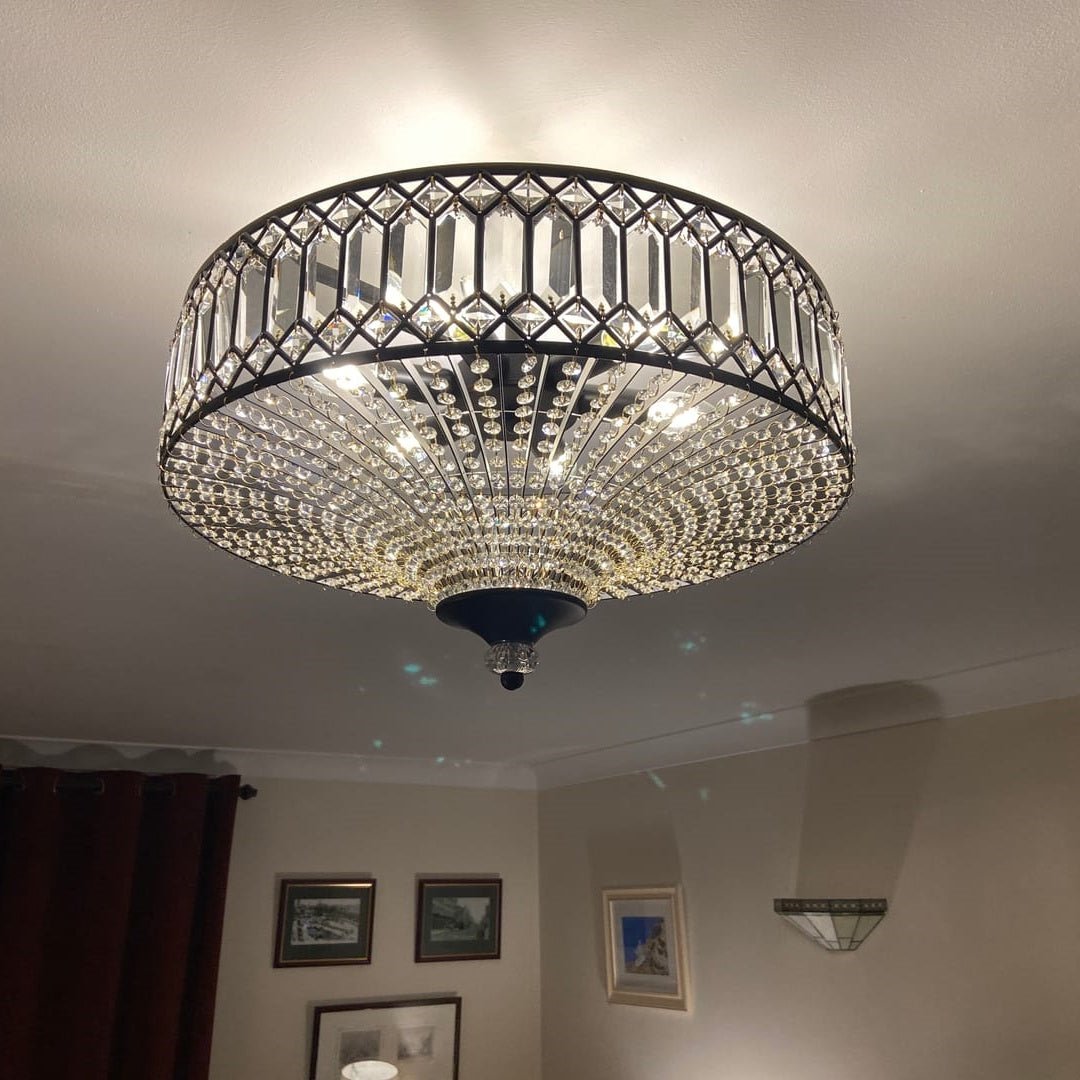FALUVA Luca Carved Crystal Drum Semi Flush Mount