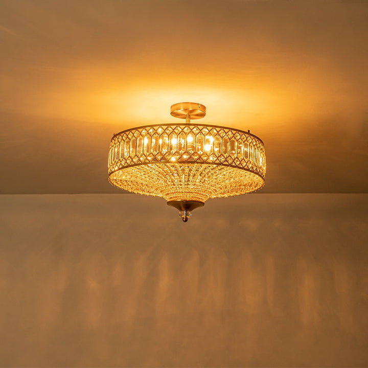 FALUVA Luca Carved Crystal Drum Semi Flush Mount