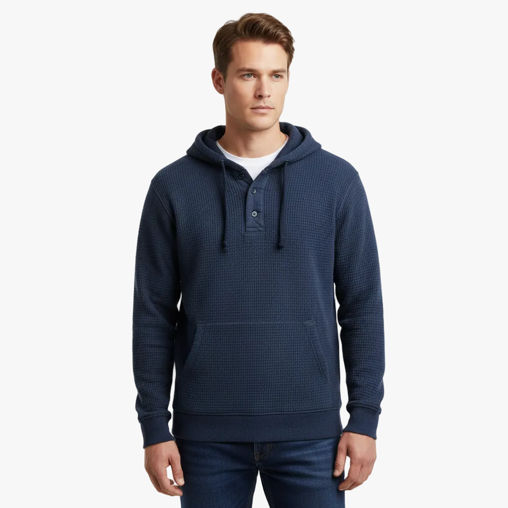 FALUVA Luca Waffle Hoodie Navy