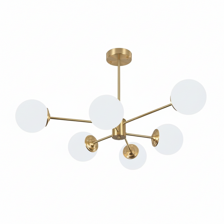 FALUVA Lumi Glass Globe Chandelier - Mid-Century Modern 6-Light
