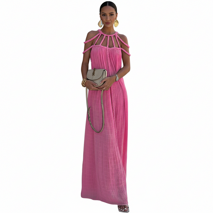 FALUVA Luo Linen Blend Cover-up Maxi Dress Pink ONE-SIZE