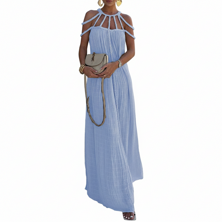 FALUVA Luo Linen Blend Cover-up Maxi Dress Blue ONE-SIZE