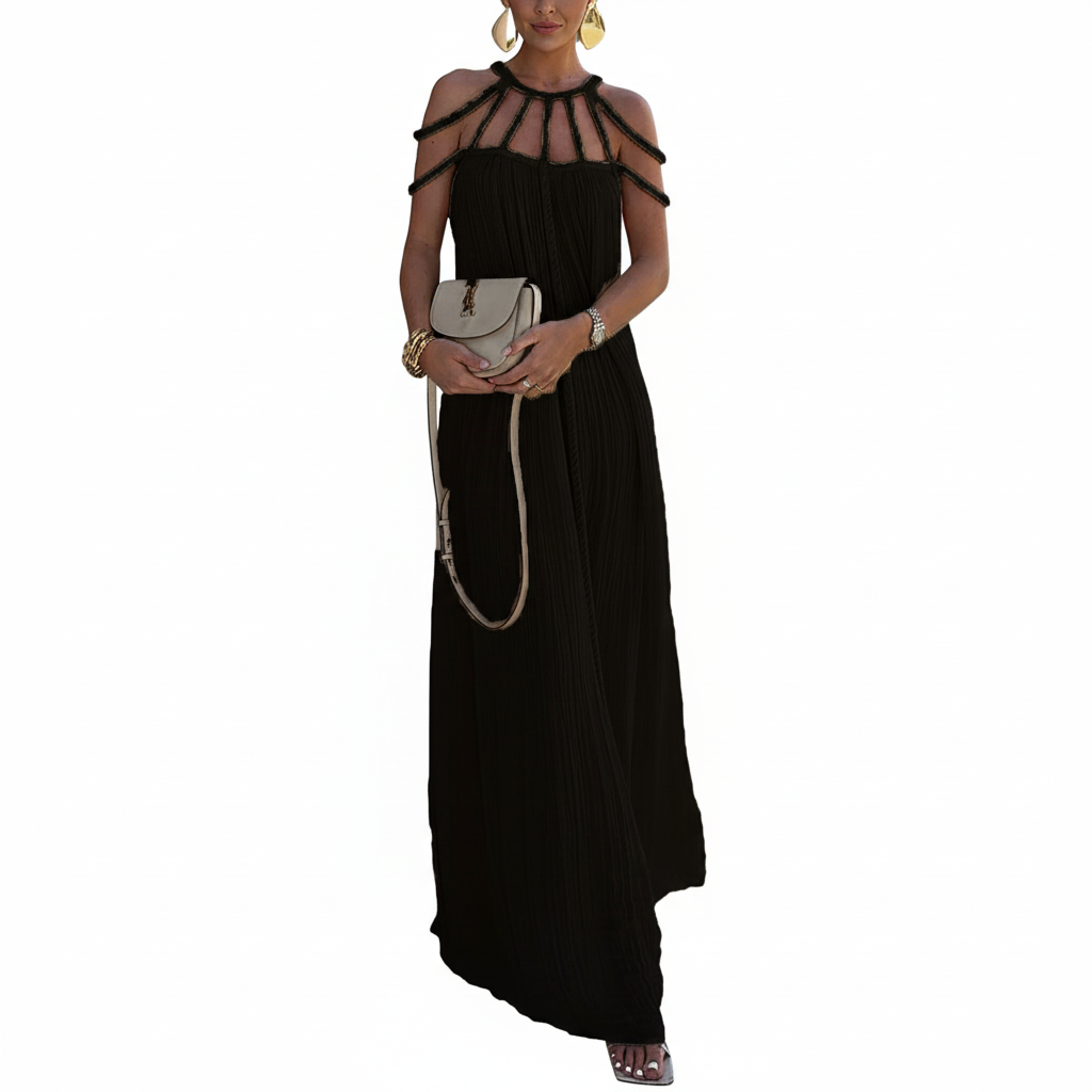 FALUVA Luo Linen Blend Cover-up Maxi Dress Black ONE-SIZE