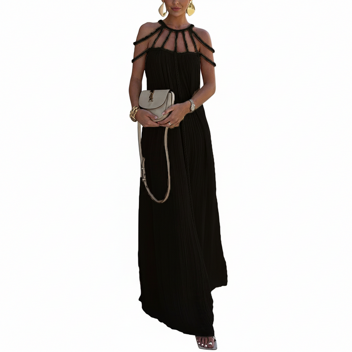 FALUVA Luo Linen Blend Cover-up Maxi Dress Black ONE-SIZE