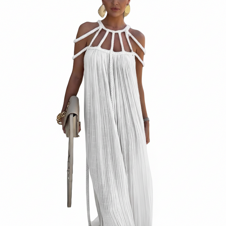 FALUVA Luo Linen Blend Cover-up Maxi Dress White ONE-SIZE