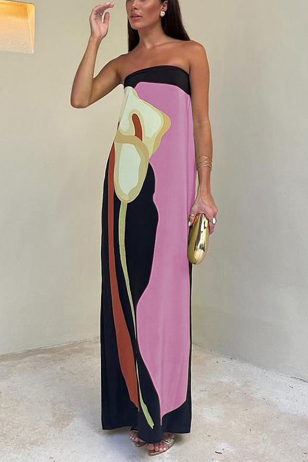 FALUVA Lyra Maxi Dress - Off-Shoulder Abstract Floral